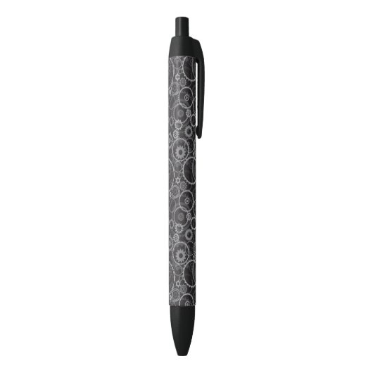 Stylo Noir Motif de roues dentées (Bas (Vertical))