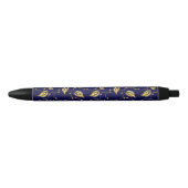 Stylo Noir Motif de Sari de paon (Devant)