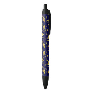 Stylo Noir Motif de Sari de paon