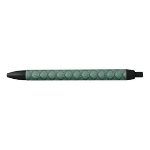 Stylo Noir Motif de style Art déco en vert turquoise