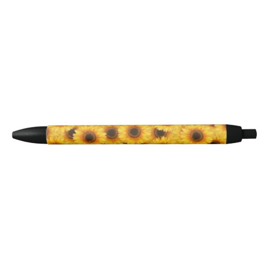 Stylo Noir Motif de tournesol, beauté jaune, (Devant)