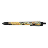 Stylo Noir Motif de tournesol floral Monogramme (Bas)