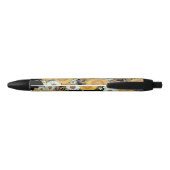 Stylo Noir Motif de tournesol floral Monogramme (Dos)