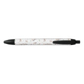 Stylo Noir Motif de trèfle blanc mignon avec lapins (Dos)