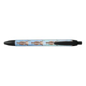 Stylo Noir Motif de vache sur Blue Highland (Dos)