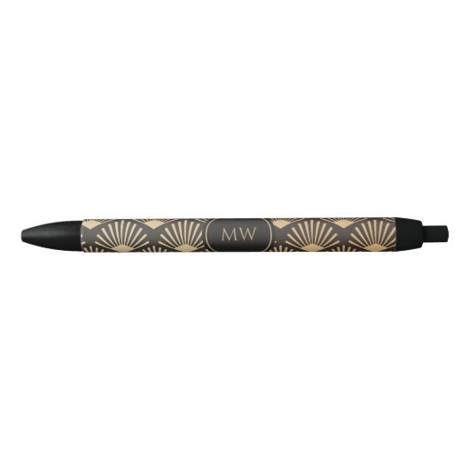 Stylo Noir Motif de ventilateur géométrique Monogram Gatsby A (Devant)