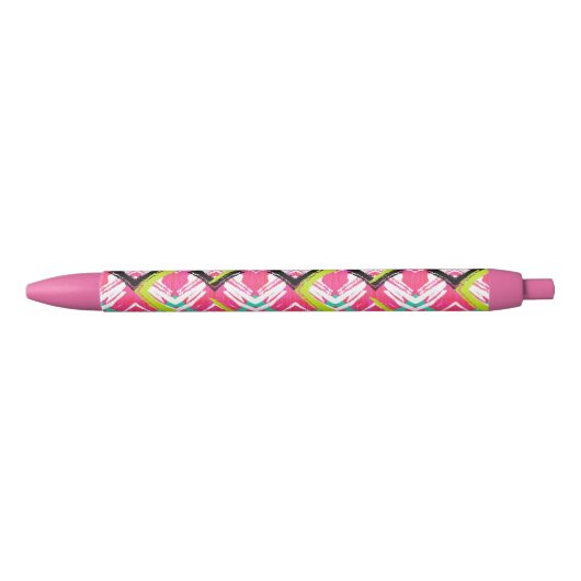 Stylo Noir Motif de zigzag rose tiré par la main (Devant)
