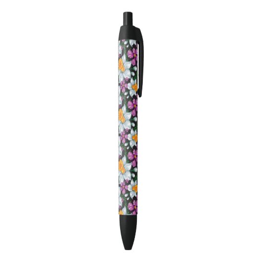 Stylo Noir Motif d'élégance avec les fleurs 2 de narcisse (Bas (Vertical))