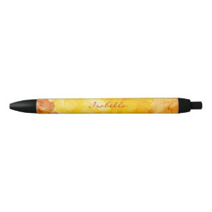 Stylo Noir Motif d'encre couleur Brown jaune moderne