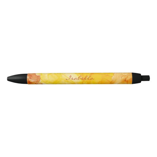 Stylo Noir Motif d'encre couleur Brown jaune moderne (Devant)