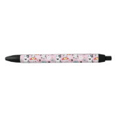 Stylo Noir motif des chats et des fleurs (Devant)