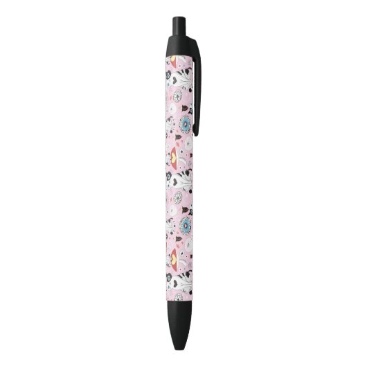 Stylo Noir motif des chats et des fleurs (Bas (Vertical))