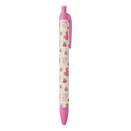 Stylo Noir Motif des coeurs (Bas (Vertical))
