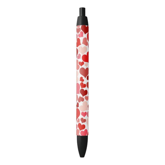 Stylo Noir Motif Des Coeurs, Coeurs Rouges, Amour (devant Vertical)