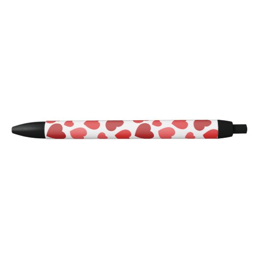 Stylo Noir Motif Des Coeurs, Coeurs Rouges, Motif Des Coeurs (Devant)