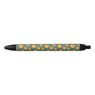 Stylo Noir Motif des fleurs tropicales de l'Hibiscus rouge ja