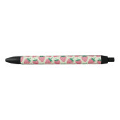 Stylo Noir Motif d'été fraise rose (Devant)