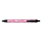 Stylo Noir Motif d'Halloween à crâne rose (Dos)