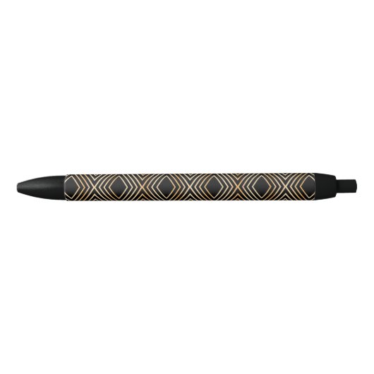 Stylo Noir Motif Diamant noir et or (Devant)
