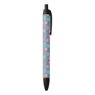 Stylo Noir Motif d'icône de pierre gemme