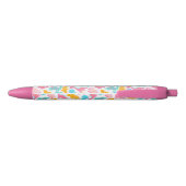 Stylo Noir Motif Dinosaur rose et Turquoise (Dos)
