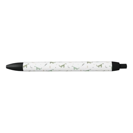Stylo Noir Motif Dinosaure Vert (Devant)
