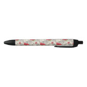 Stylo Noir Motif du jardin de fleurs de pavot (Bas)