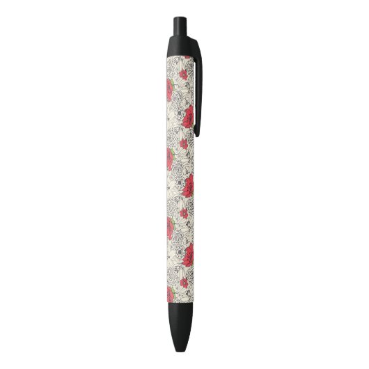Stylo Noir Motif du jardin de fleurs de pavot (Bas (Vertical))