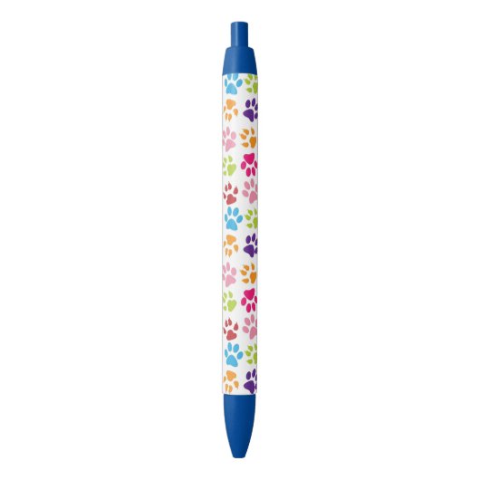 Stylo Noir Motif Empreinte de patte coloré (devant Vertical)
