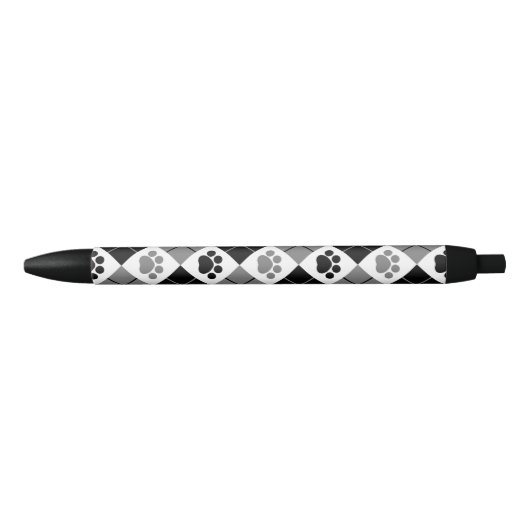 Stylo Noir Motif Empreinte de patte Jacquard noir et gris (Devant)