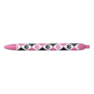 Stylo Noir Motif Empreinte de patte Jacquard rose et noir