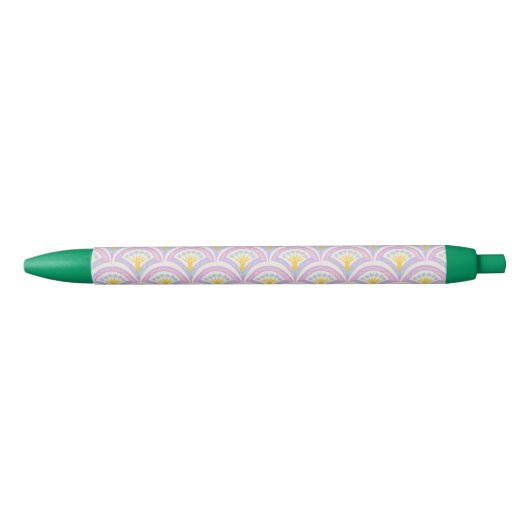 Stylo Noir Motif en coquille de couleur pastel (Devant)