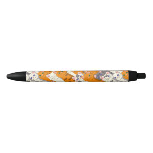 Stylo Noir Motif en diagonale du chat noir blanc gingembre