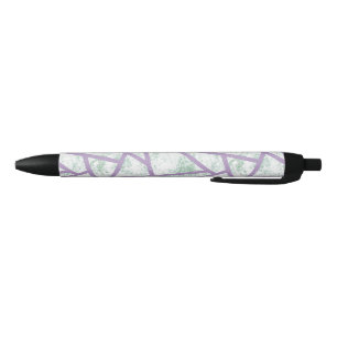 Stylo Noir Motif en mosaïque vert clair et lavande