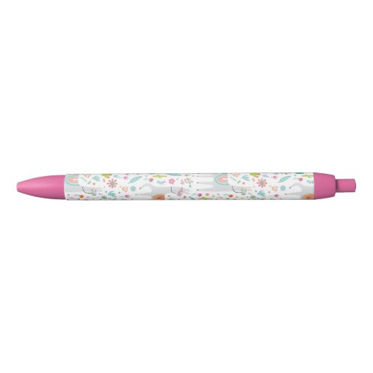 Stylo Noir Motif en pastel mignon de lama (Devant)