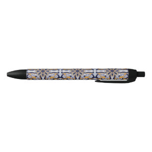 Stylo Noir Motif en tuiles portugaises