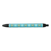 Stylo Noir Motif ethnique Turquoise (Devant)