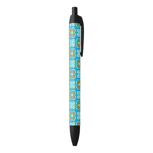Stylo Noir Motif ethnique Turquoise (Bas (Vertical))