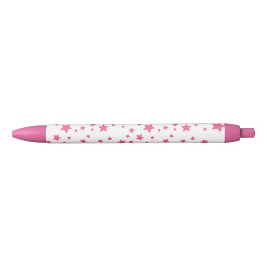 Stylo Noir Motif Étoile Rose (Devant)