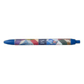 Stylo Noir Motif Étoiles Patchwork Découpage Monogramme (Devant)