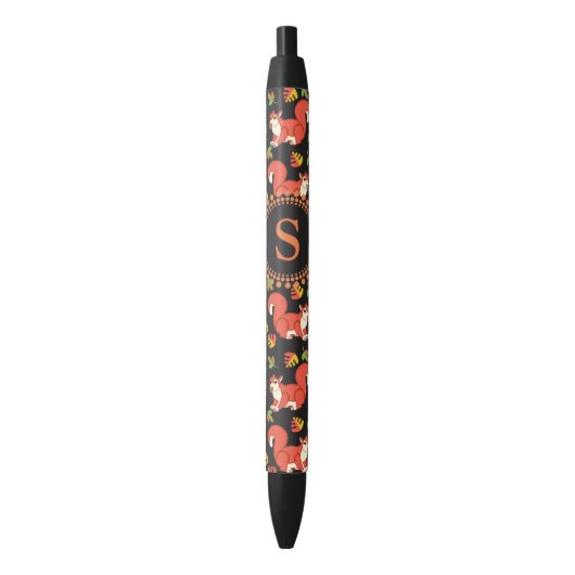 Stylo Noir Motif fait sur commande d'écureuil et de feuille (devant Vertical)