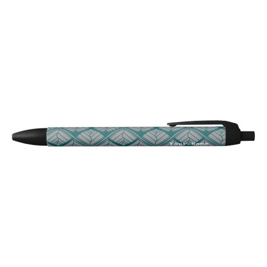 Stylo Noir Motif feuille carré Turquoise neutre (Haut)