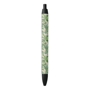 Stylo Noir Motif Feuille de palme de feuillage tropical