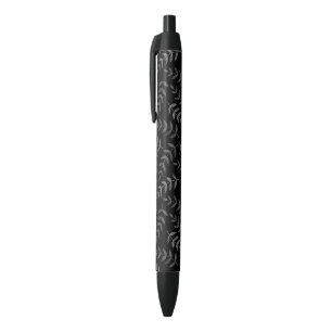 Stylo Noir Motif feuille gris sur noir