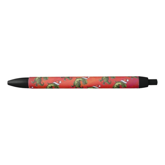 Stylo Noir Motif Fextive TRex Dino sur rouge (Devant)