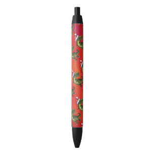 Stylo Noir Motif Fextive TRex Dino sur rouge