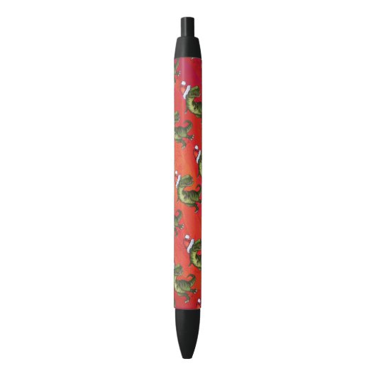 Stylo Noir Motif Fextive TRex Dino sur rouge (devant Vertical)
