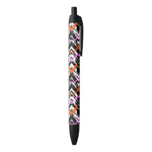 Stylo Noir Motif Flèche De Main Noire, Orange Et Rose