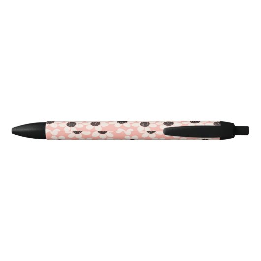 Stylo Noir Motif Fleur Rose Cute (Dos)