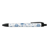 Stylo Noir Motif Flocon de Neige Bleu (Haut)